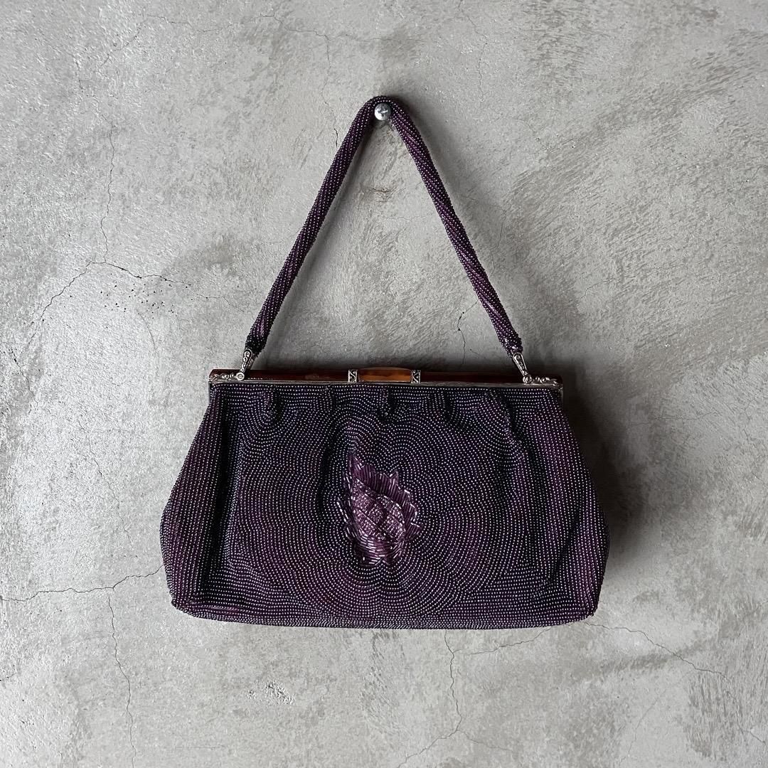 ơ եǥ ޥ顼 ӡХåVintage Flower Design Magenta Beads Bag