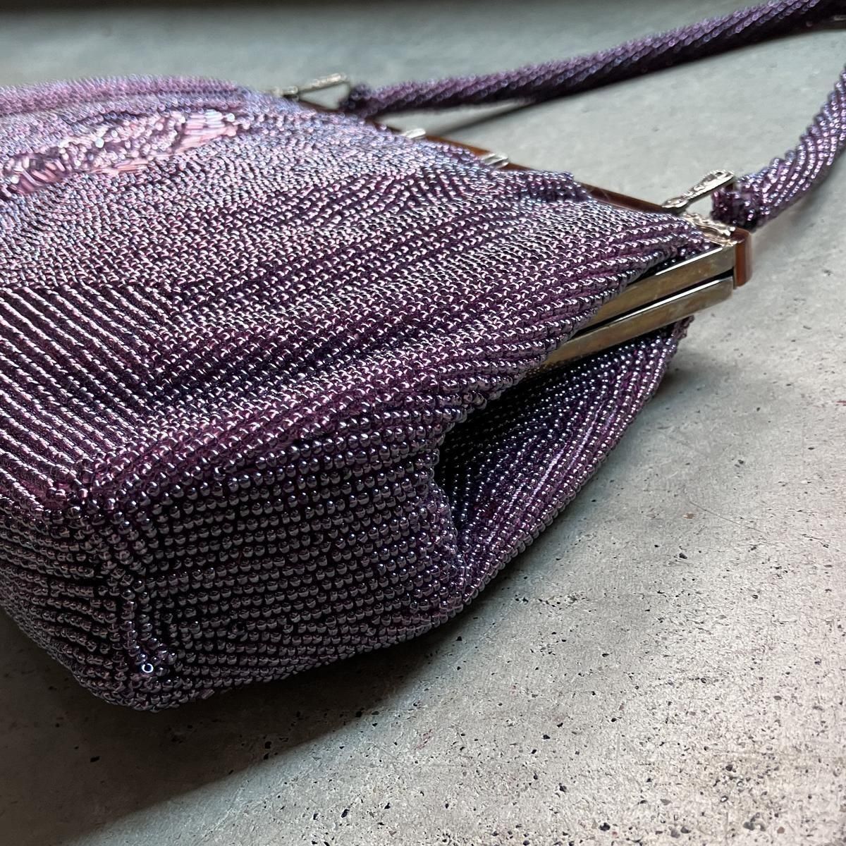 ơ եǥ ޥ顼 ӡХåVintage Flower Design Magenta Beads Bag