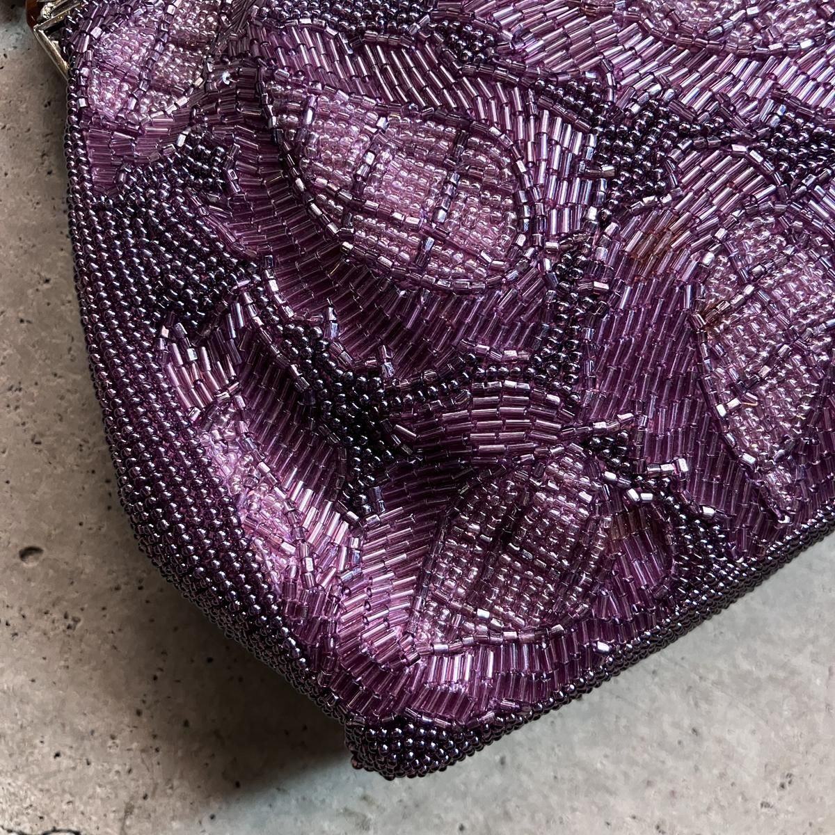 ơ եǥ ޥ顼 ӡХåVintage Flower Design Magenta Beads Bag