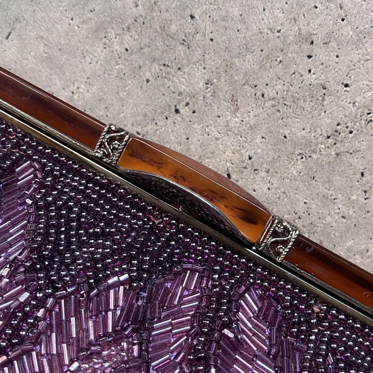 ơ եǥ ޥ顼 ӡХåVintage Flower Design Magenta Beads Bag