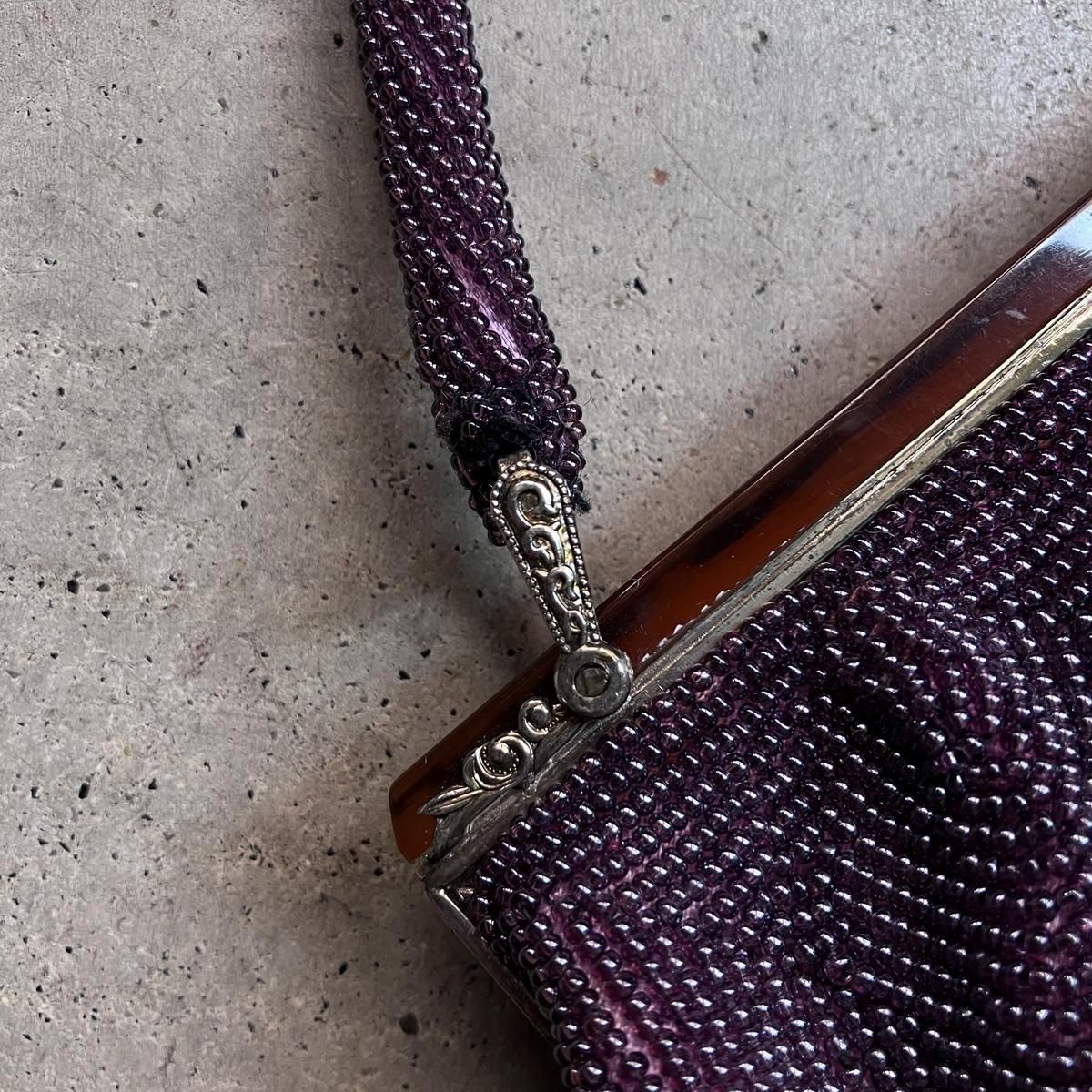 ơ եǥ ޥ顼 ӡХåVintage Flower Design Magenta Beads Bag