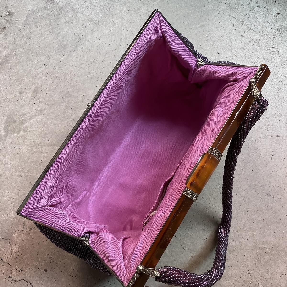 ơ եǥ ޥ顼 ӡХåVintage Flower Design Magenta Beads Bag