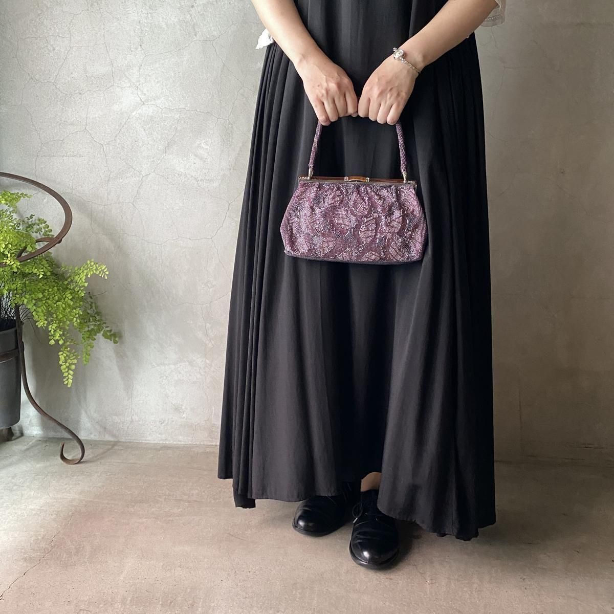 ơ եǥ ޥ顼 ӡХåVintage Flower Design Magenta Beads Bag