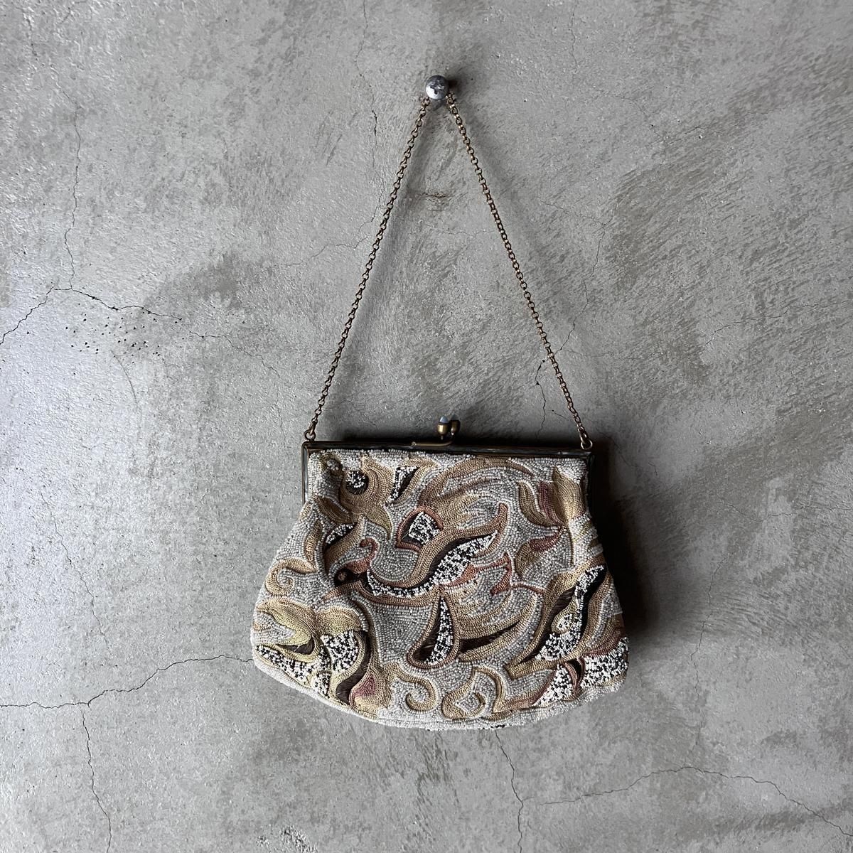 1930ǯ EURO ޥӡɽ  󥹥ƥå ХåBeaded Embroidery & Chain Stitch Bag