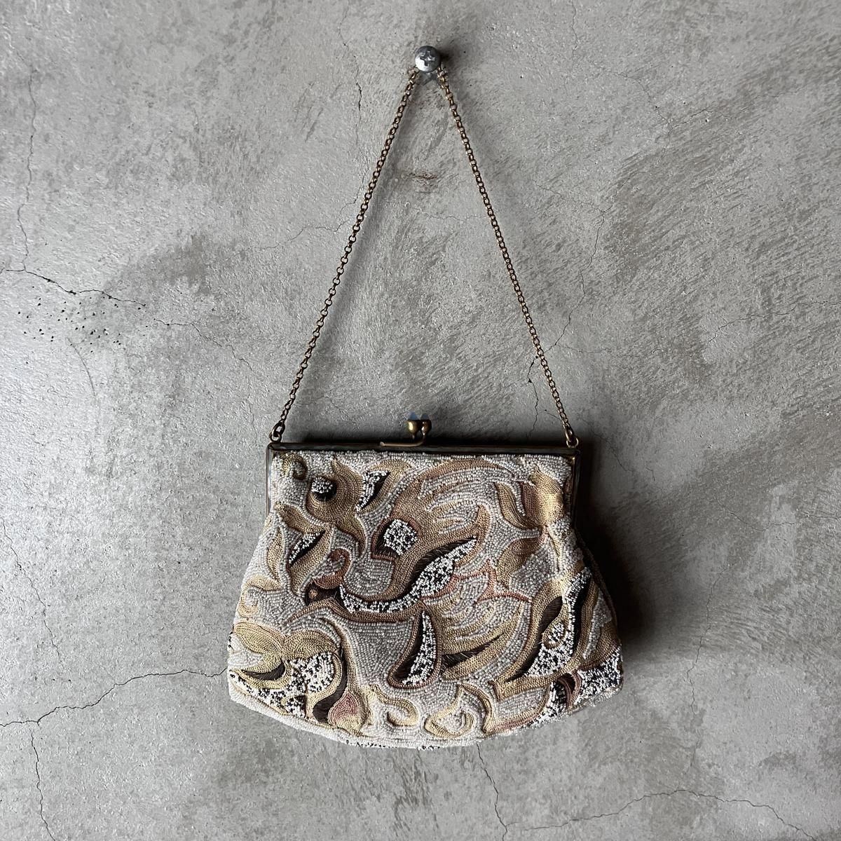 1930ǯ EURO ޥӡɽ  󥹥ƥå ХåBeaded Embroidery & Chain Stitch Bag