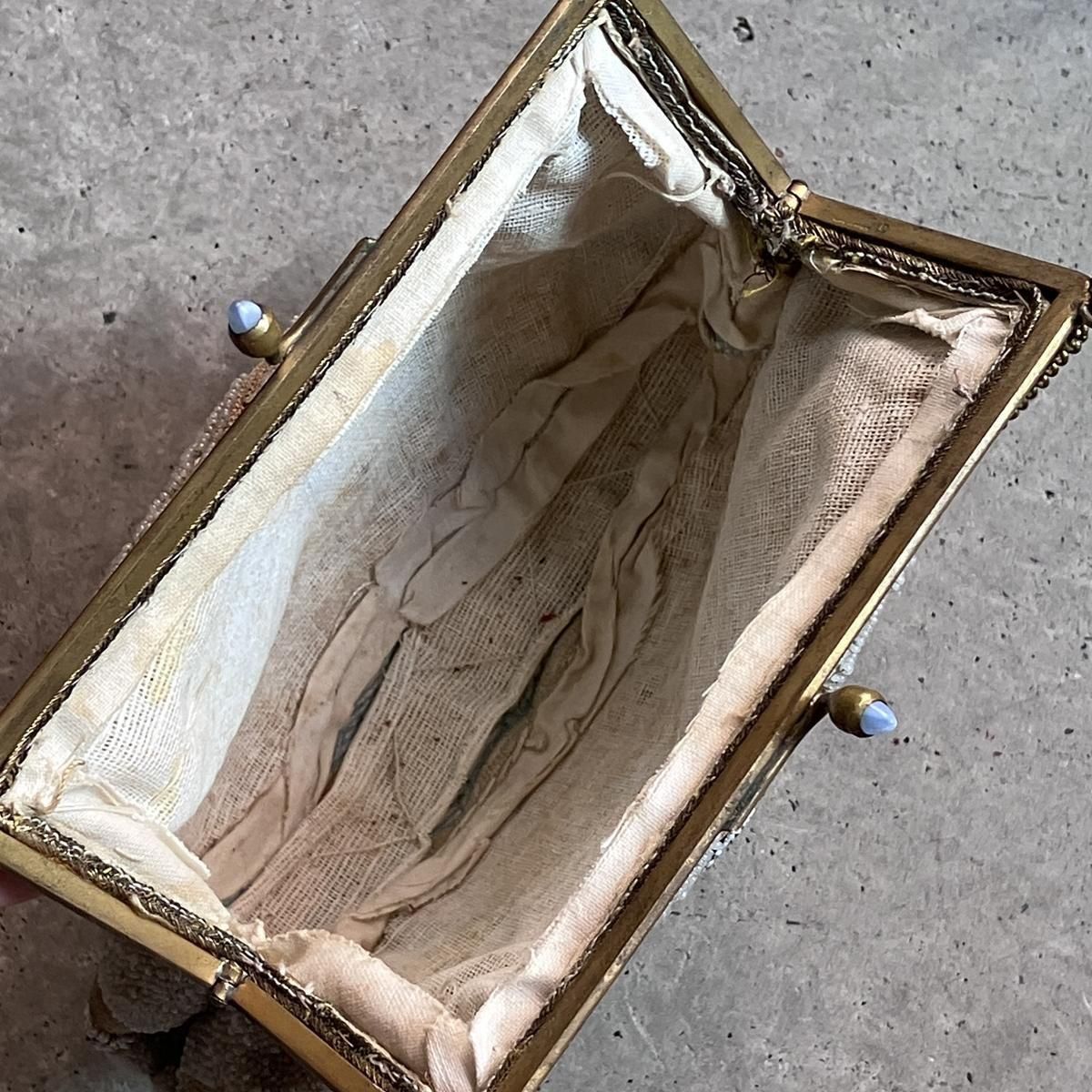 1930ǯ EURO ޥӡɽ  󥹥ƥå ХåBeaded Embroidery & Chain Stitch Bag