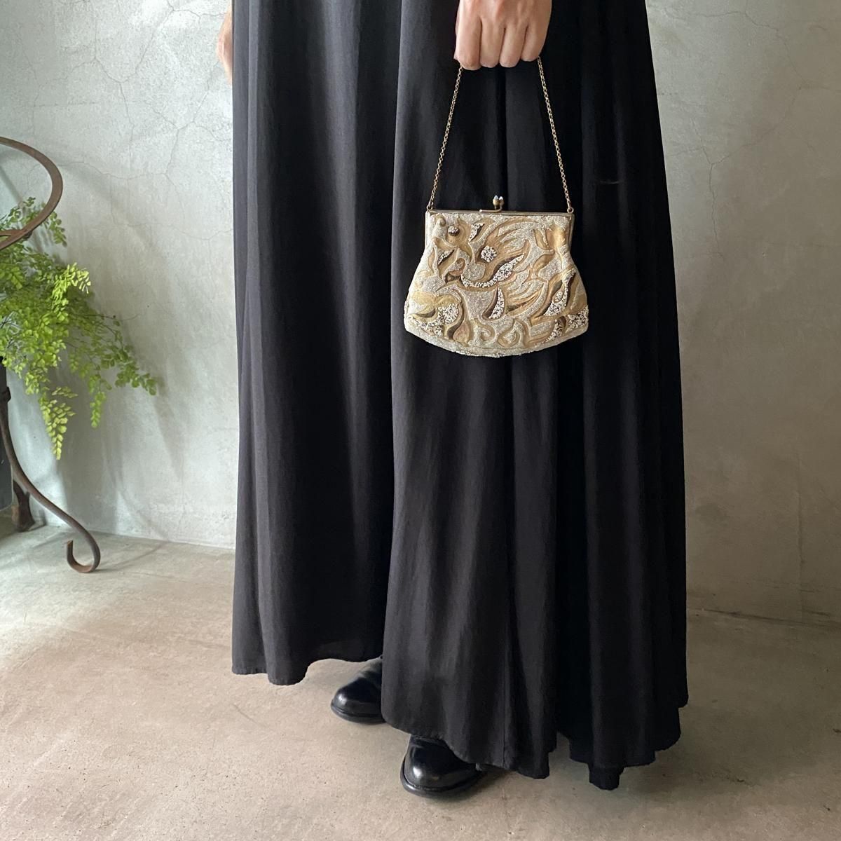 1930ǯ EURO ޥӡɽ  󥹥ƥå ХåBeaded Embroidery & Chain Stitch Bag