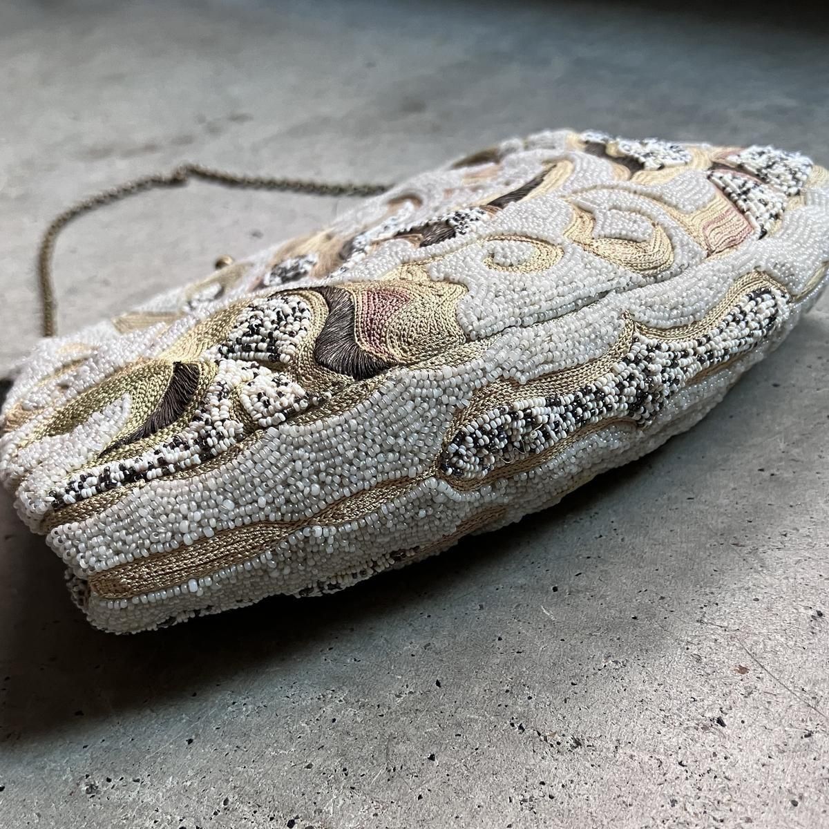 1930ǯ EURO ޥӡɽ  󥹥ƥå ХåBeaded Embroidery & Chain Stitch Bag