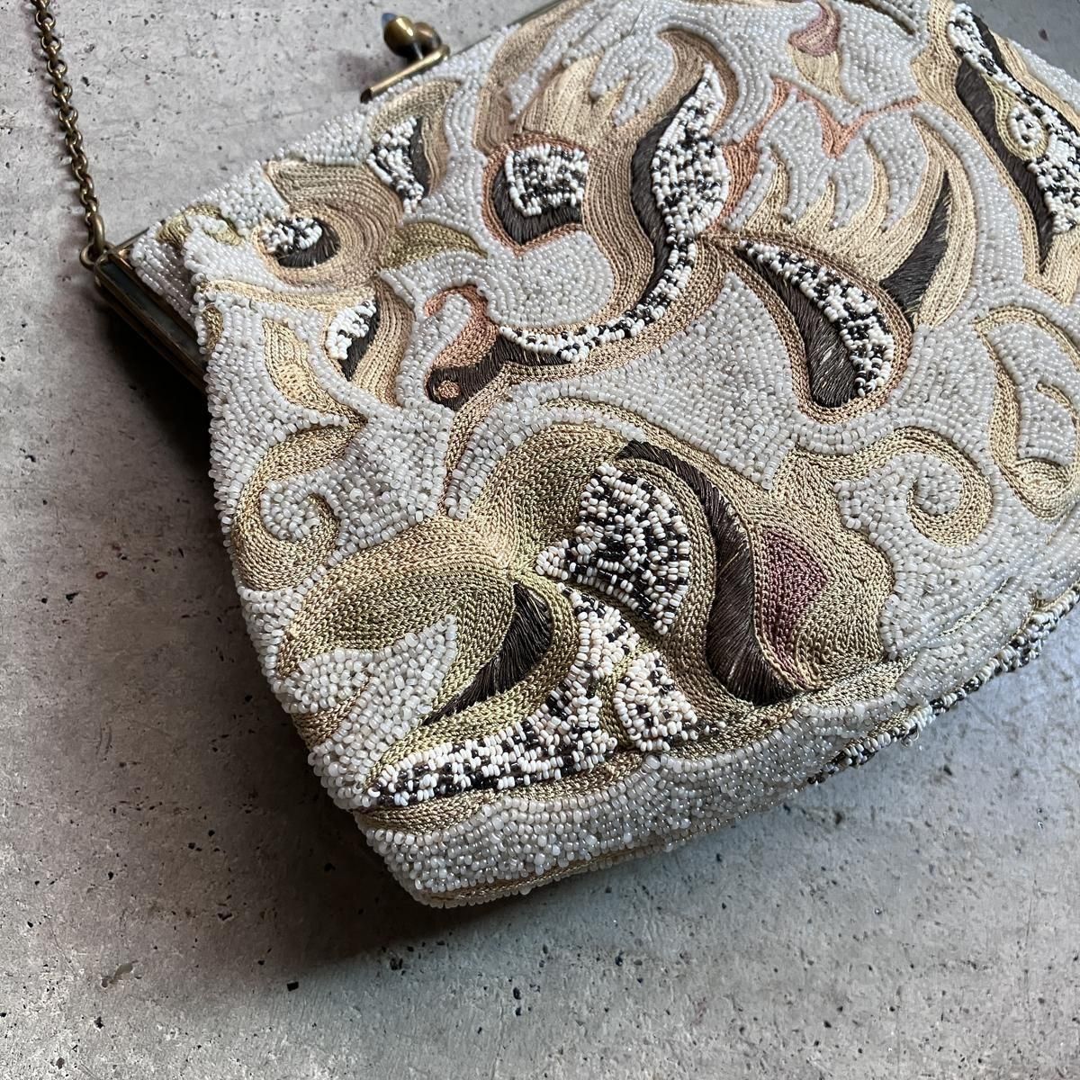 1930ǯ EURO ޥӡɽ  󥹥ƥå ХåBeaded Embroidery & Chain Stitch Bag