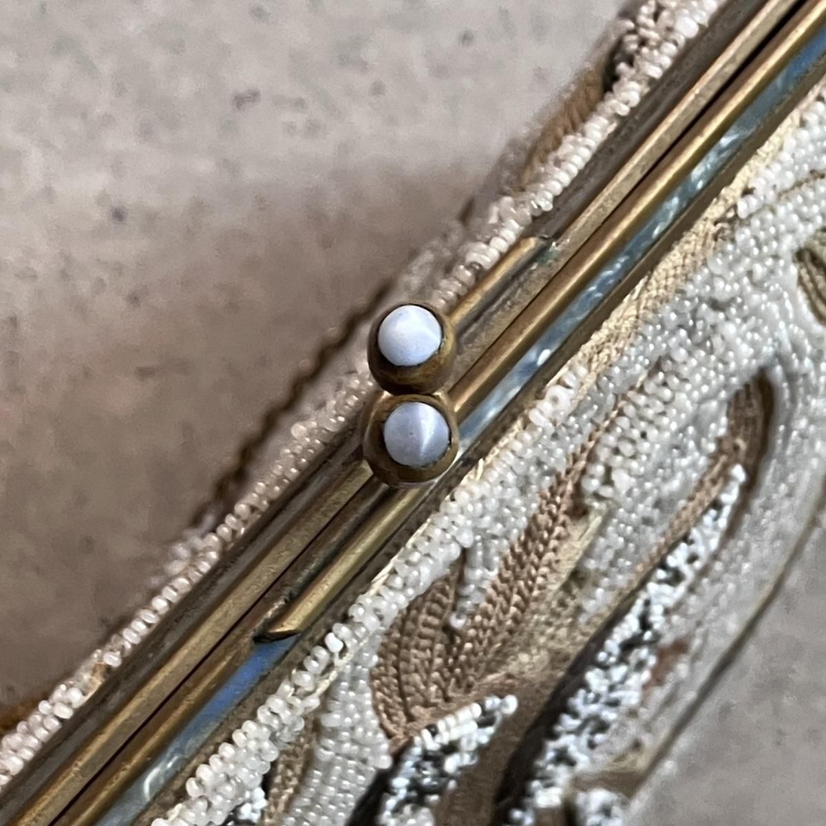 1930ǯ EURO ޥӡɽ  󥹥ƥå ХåBeaded Embroidery & Chain Stitch Bag