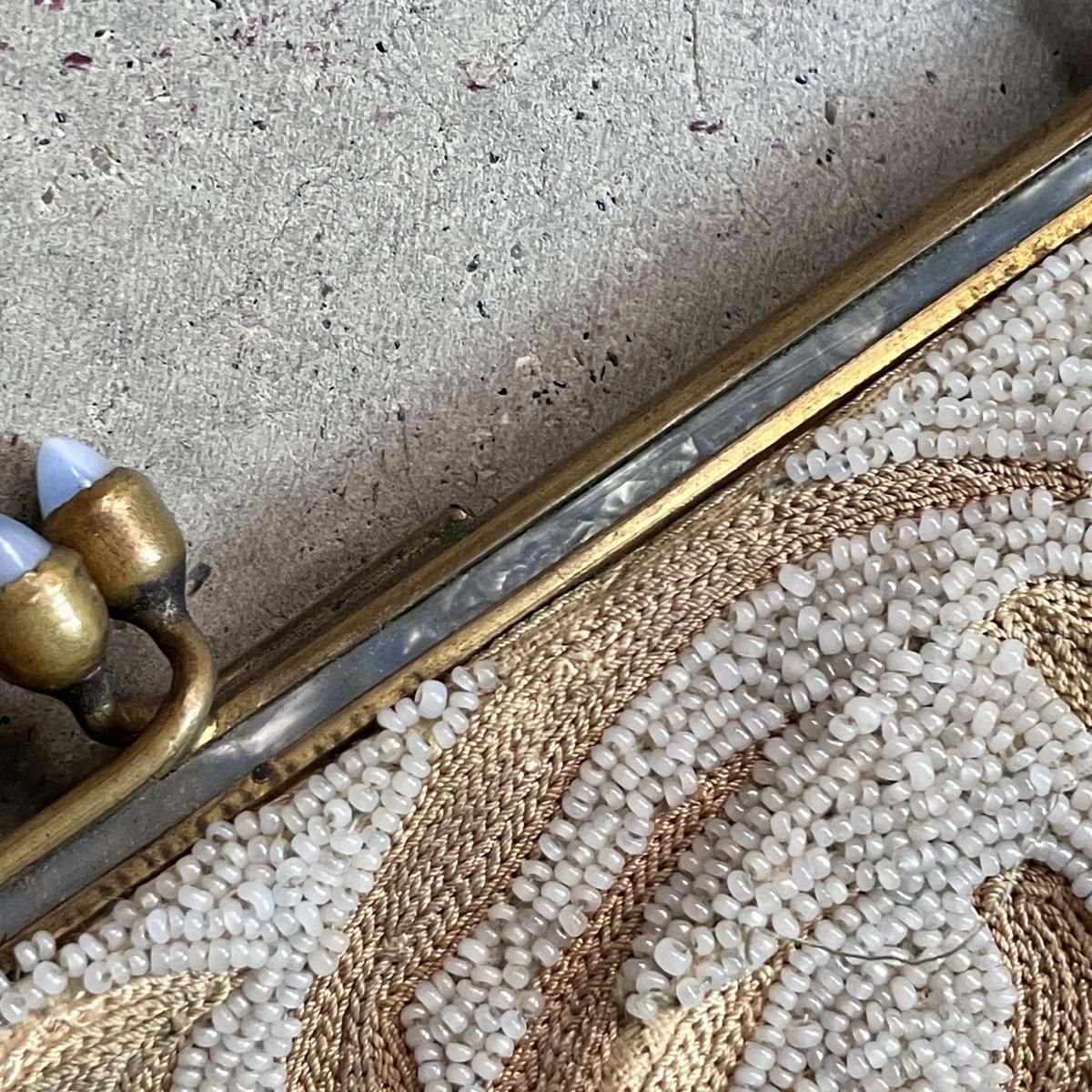 1930ǯ EURO ޥӡɽ  󥹥ƥå ХåBeaded Embroidery & Chain Stitch Bag