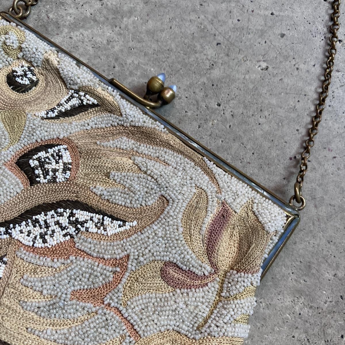 1930ǯ EURO ޥӡɽ  󥹥ƥå ХåBeaded Embroidery & Chain Stitch Bag