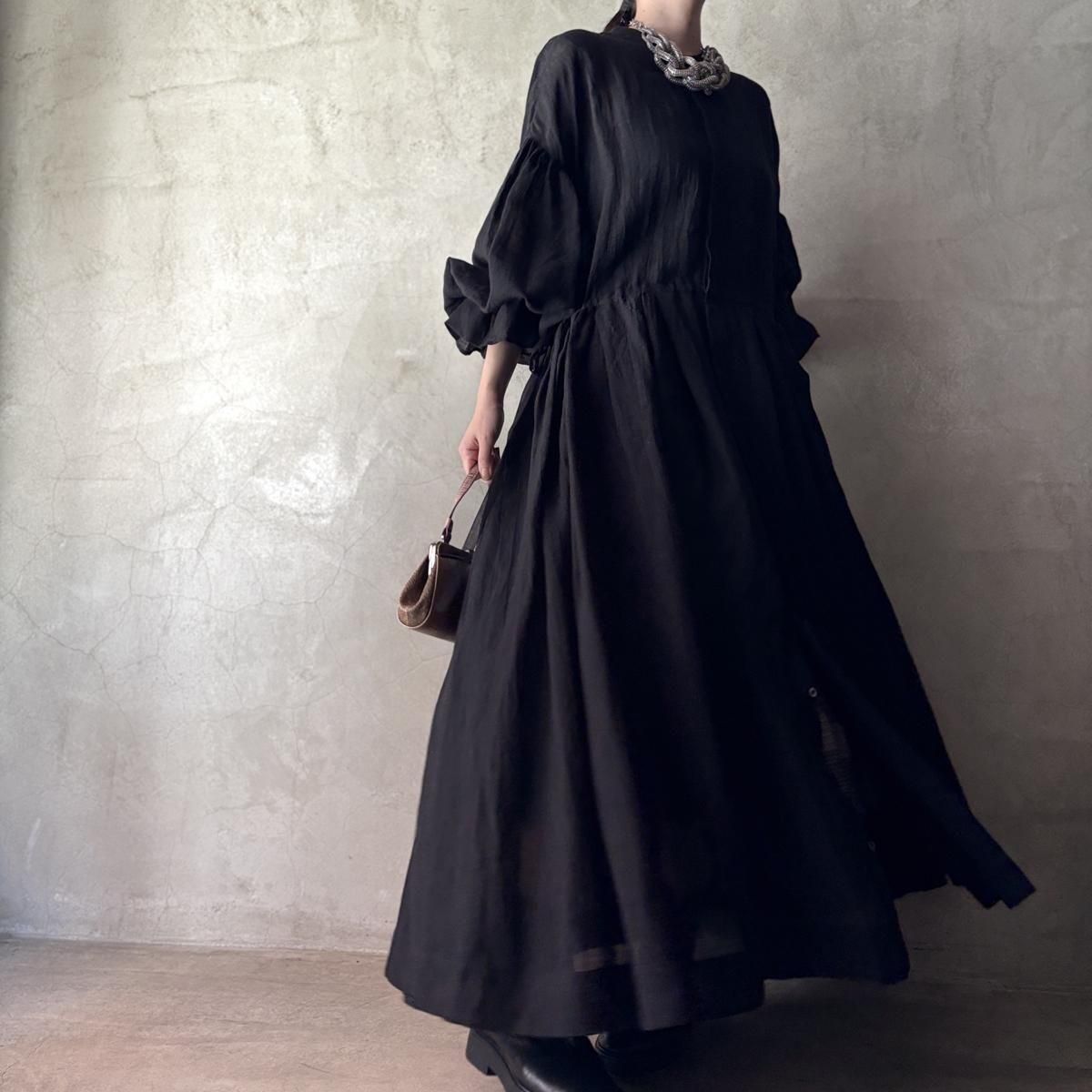 suzuki takayuki bishop-sleeve dress ʥ業 ӥåץ꡼ ɥ쥹Black 