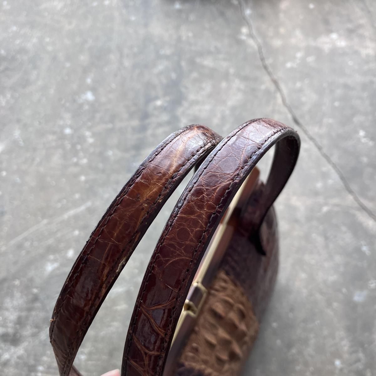 ơ ޥ ϥɥХåVintage Caiman Leather Hand Bag