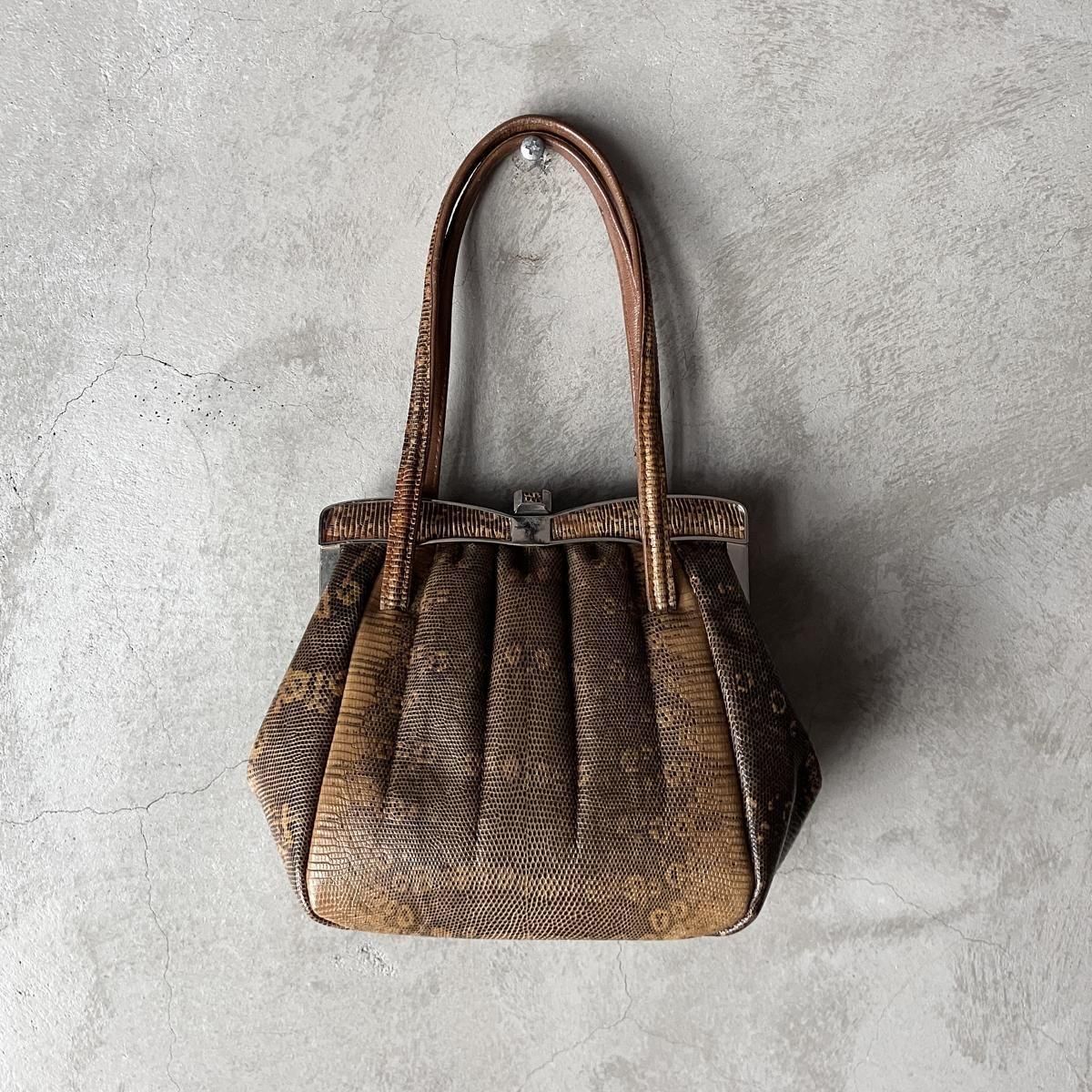 ơ ֥饦 󥰥ޡꥶ ϥɥХåVintage Lizard Leather Hand Bag