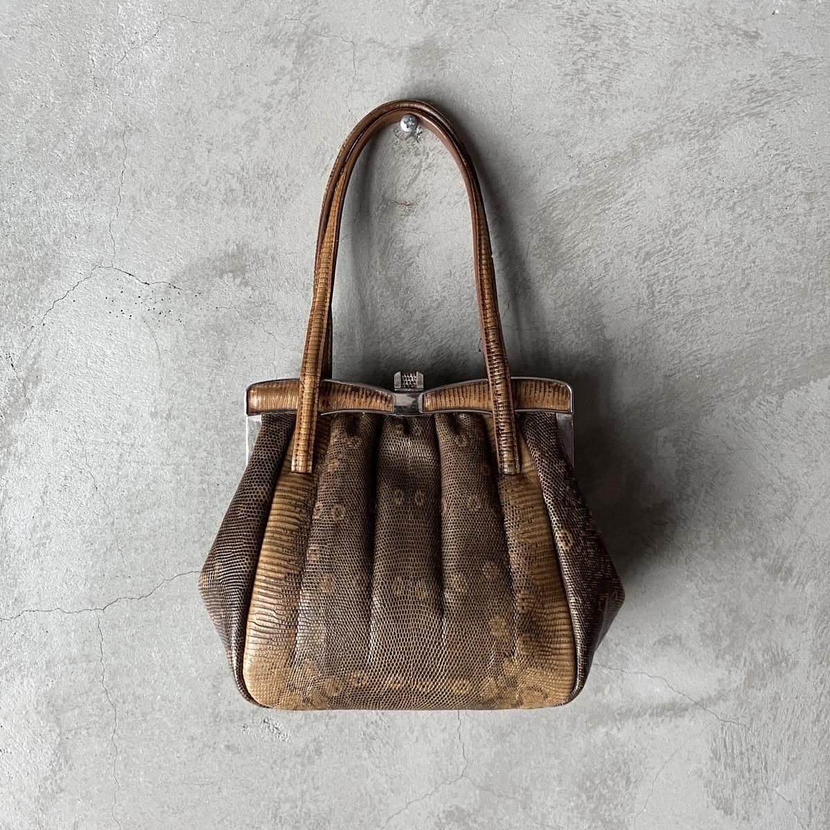 ơ ֥饦 󥰥ޡꥶ ϥɥХåVintage Lizard Leather Hand Bag