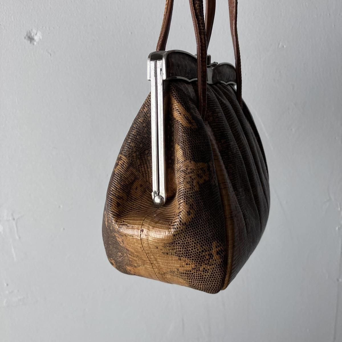 ơ ֥饦 󥰥ޡꥶ ϥɥХåVintage Lizard Leather Hand Bag