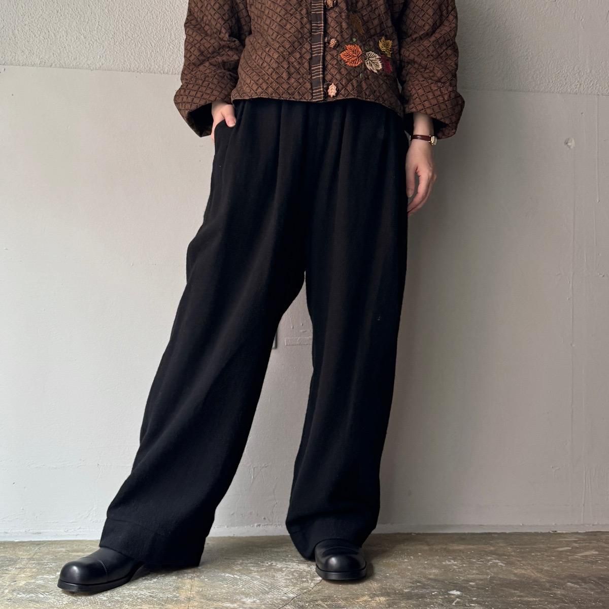 <img class='new_mark_img1' src='https://img.shop-pro.jp/img/new/icons13.gif' style='border:none;display:inline;margin:0px;padding:0px;width:auto;' />suzuki takayuki fulling wide-straight pantsʥ業 ե 磻ɥȥ졼ȥѥġ  / Black