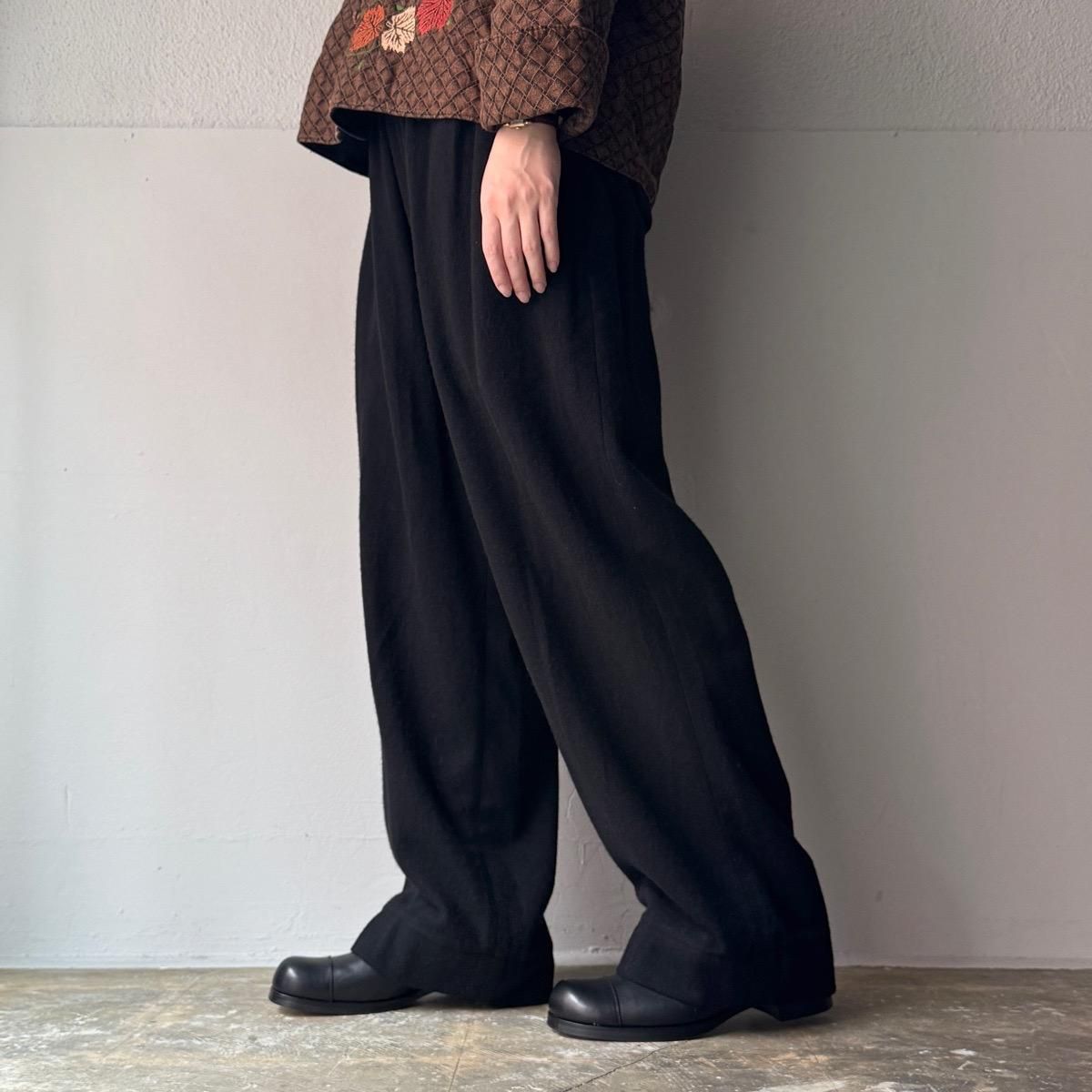 <img class='new_mark_img1' src='https://img.shop-pro.jp/img/new/icons13.gif' style='border:none;display:inline;margin:0px;padding:0px;width:auto;' />suzuki takayuki fulling wide-straight pantsʥ業 ե 磻ɥȥ졼ȥѥġ  / Black