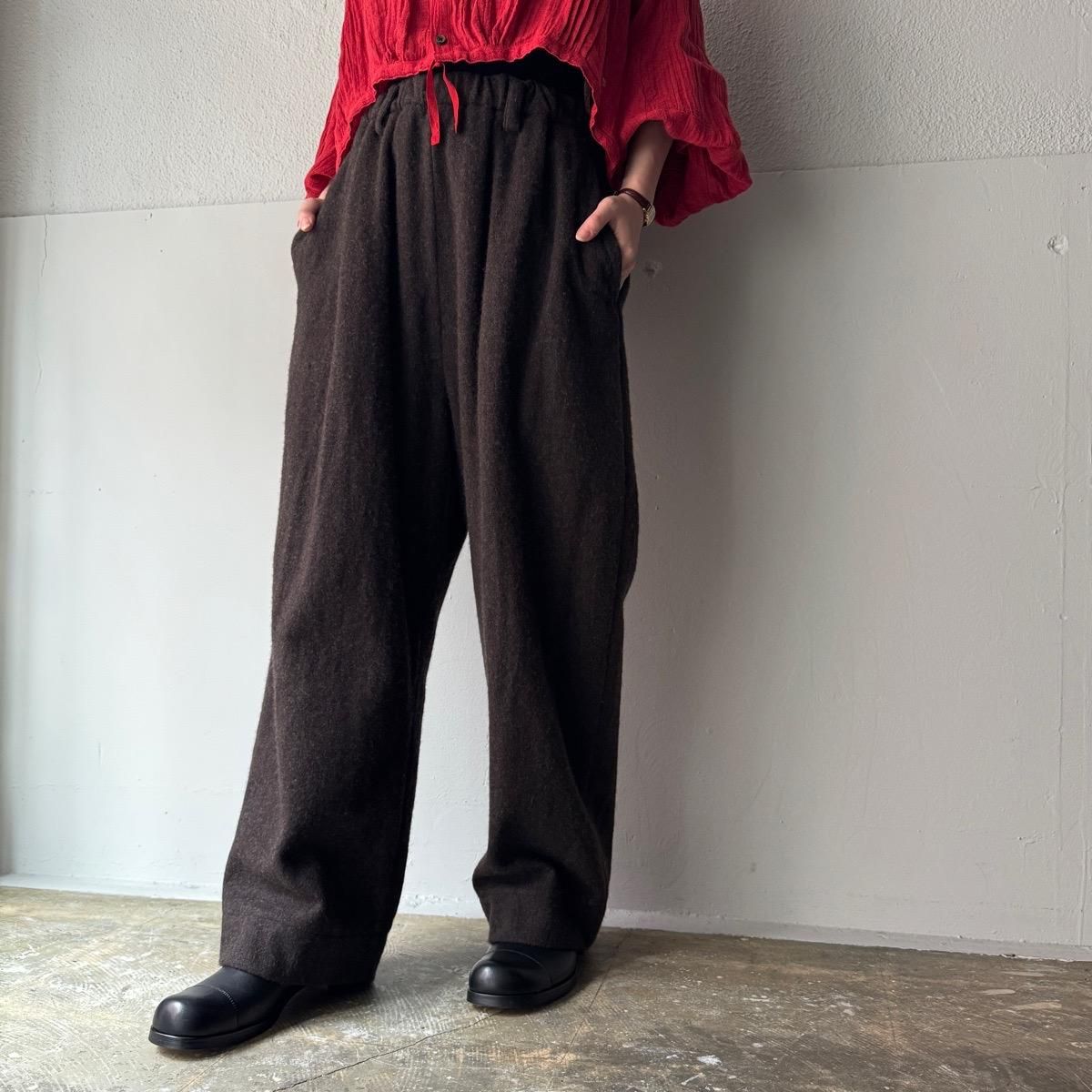 <img class='new_mark_img1' src='https://img.shop-pro.jp/img/new/icons13.gif' style='border:none;display:inline;margin:0px;padding:0px;width:auto;' />suzuki takayuki fulling wide-straight pantsʥ業 ե 磻ɥȥ졼ȥѥġ  / dark walnut