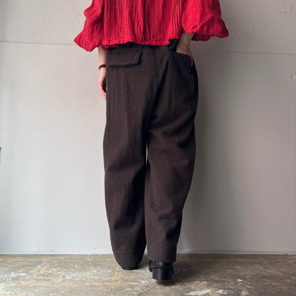 <img class='new_mark_img1' src='https://img.shop-pro.jp/img/new/icons13.gif' style='border:none;display:inline;margin:0px;padding:0px;width:auto;' />suzuki takayuki fulling wide-straight pantsʥ業 ե 磻ɥȥ졼ȥѥġ  / dark walnut