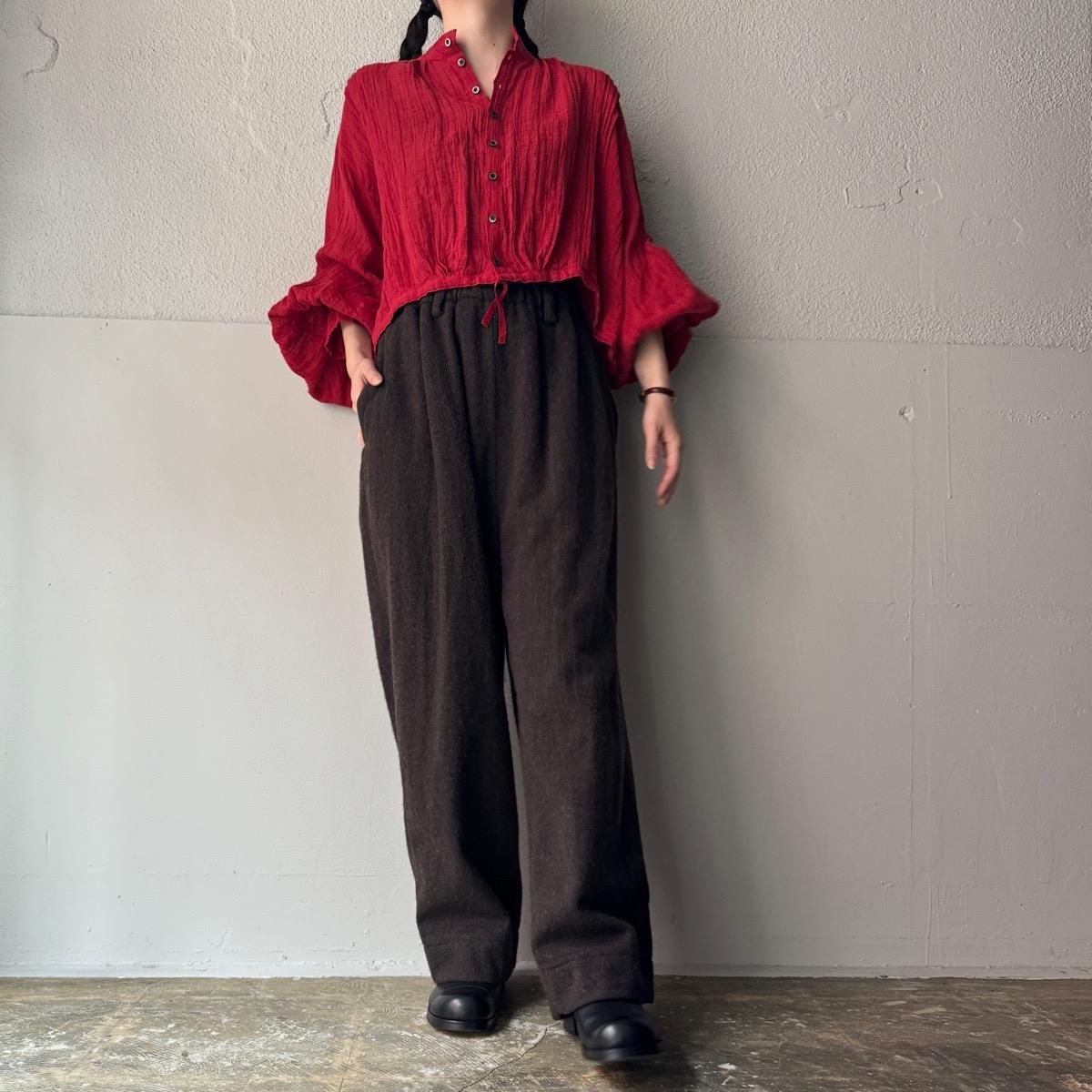 <img class='new_mark_img1' src='https://img.shop-pro.jp/img/new/icons13.gif' style='border:none;display:inline;margin:0px;padding:0px;width:auto;' />suzuki takayuki fulling wide-straight pantsʥ業 ե 磻ɥȥ졼ȥѥġ  / dark walnut