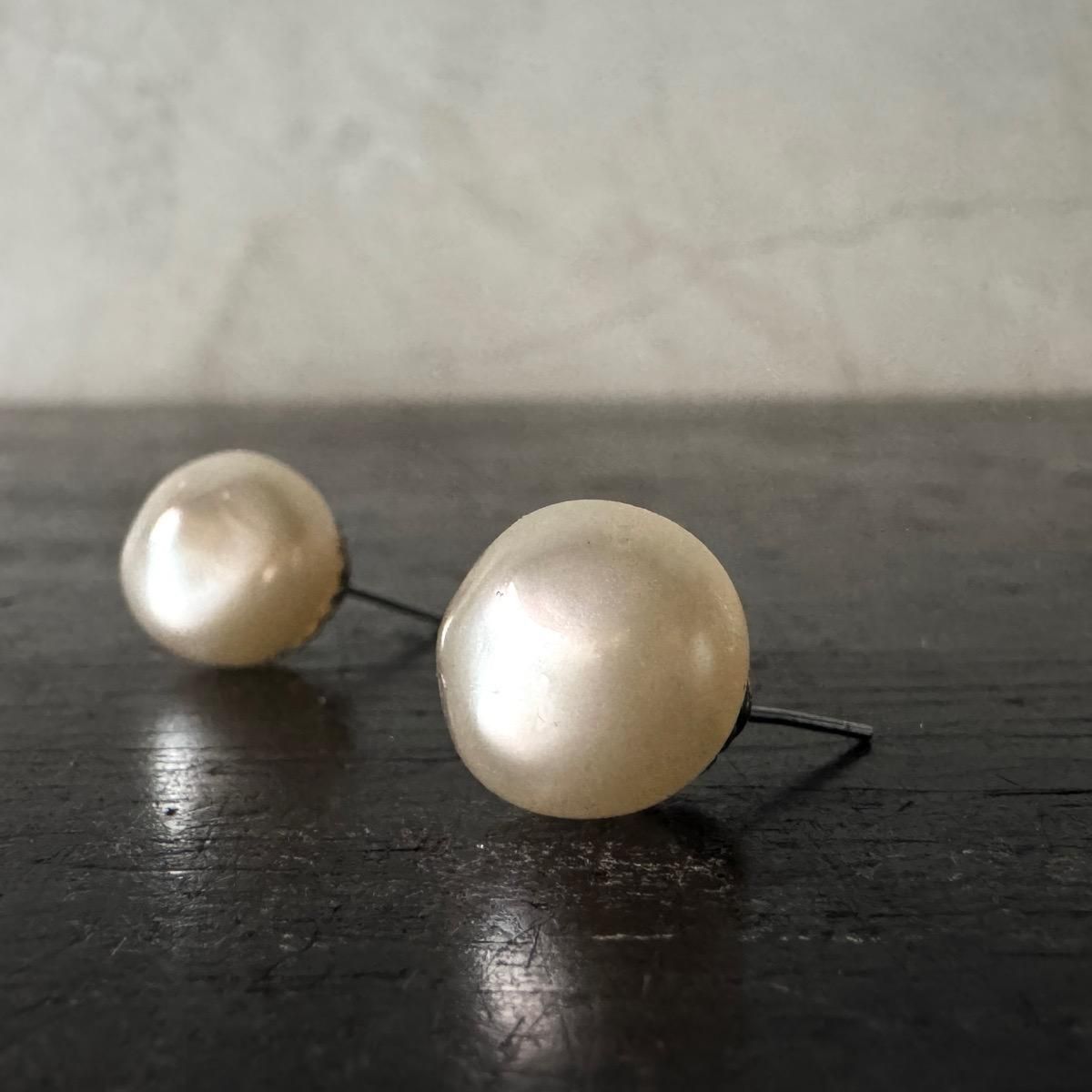 アンティーク ピアス フランスアンティーク ヨーロッパ クリスタル ガラス チェコガラスビーズと琥珀のピアスE343 | 虹factory