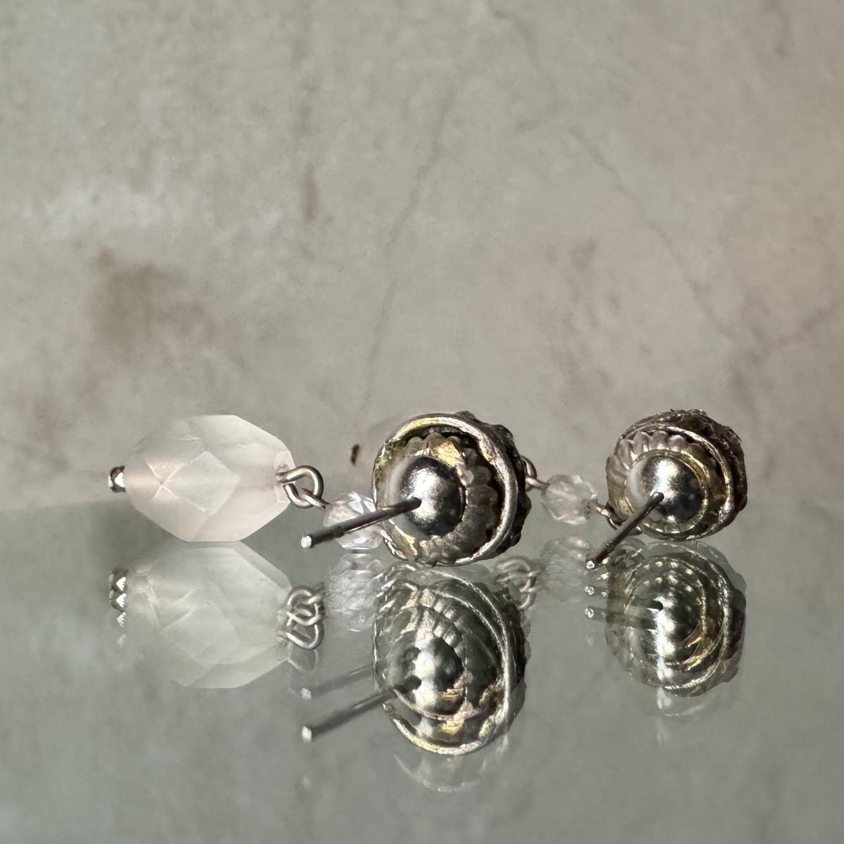 ǥ ե ꥬ饹 ᥿ ԥArt Deco French Glass Metal Earrings