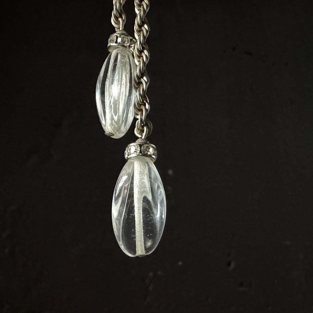 アールデコ フランス ガラス メタル ネックレス（Art Deco French