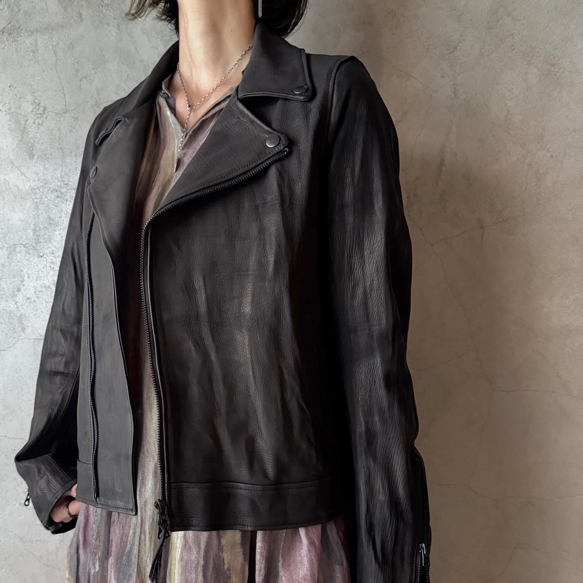 <img class='new_mark_img1' src='https://img.shop-pro.jp/img/new/icons13.gif' style='border:none;display:inline;margin:0px;padding:0px;width:auto;' />suzuki takayuki leather moto jacketʥ業 쥶 ȥ㥱åȡblack