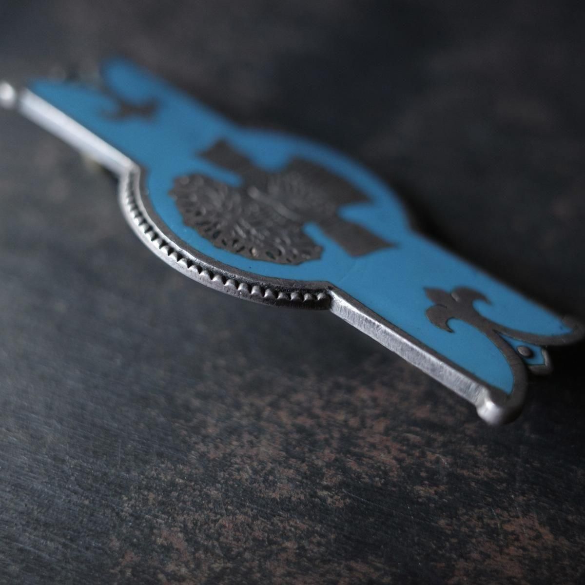 1896年 シルバー エナメル シェイクハンド ブローチ（c.1896 Silver