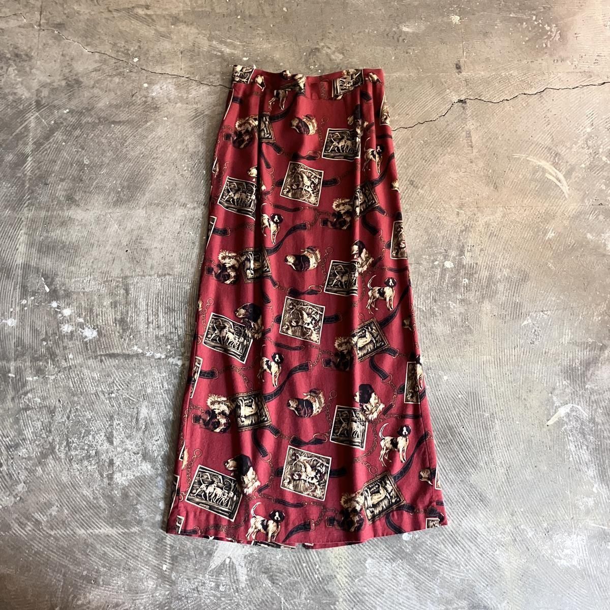 <img class='new_mark_img1' src='https://img.shop-pro.jp/img/new/icons13.gif' style='border:none;display:inline;margin:0px;padding:0px;width:auto;' />U.S. ơ  ץ  󥰥ȡVintage Dog Print Tight Long Skirt