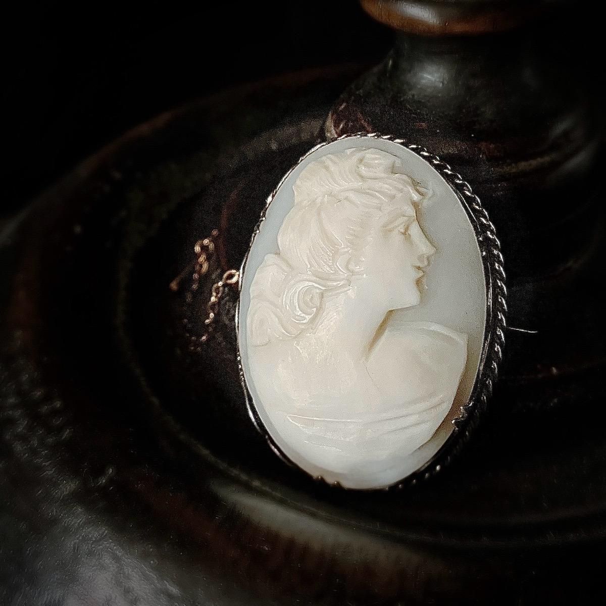 1900-10ǯ С 륫ᥪ ֥Silver Shell Cameo Brooch