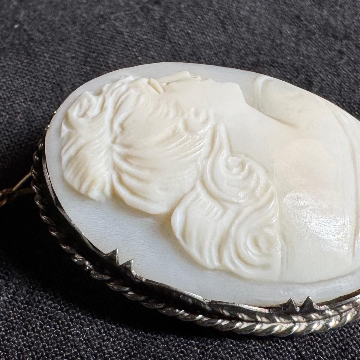 1900-10ǯ С 륫ᥪ ֥Silver Shell Cameo Brooch