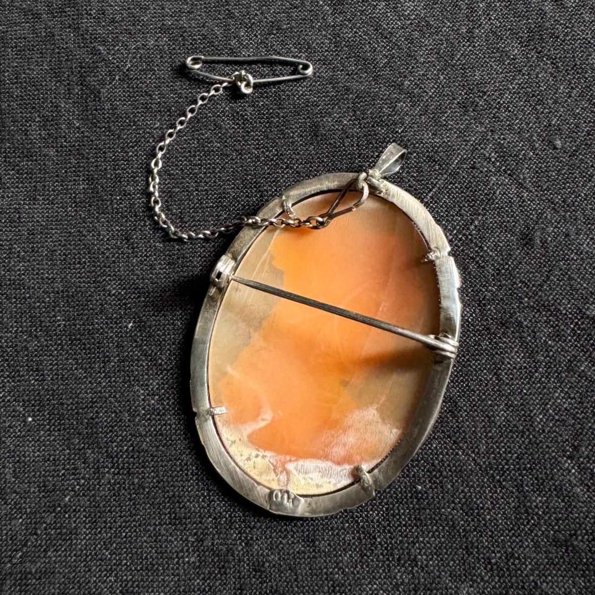 1940年代 シルバー シェルカメオ ブローチ（Silver Shell Cameo Brooch