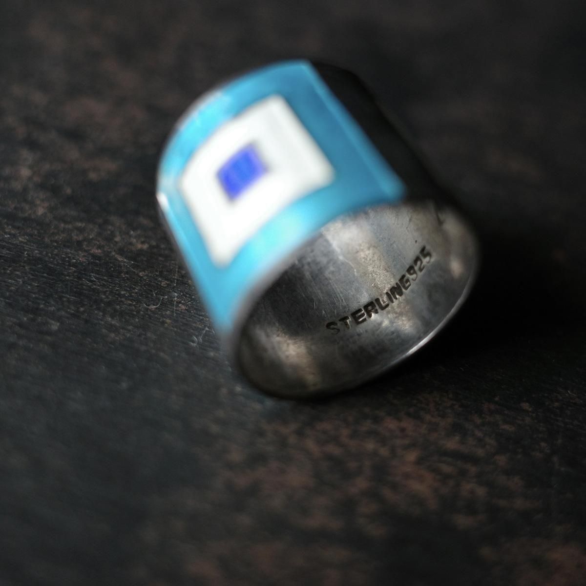 <img class='new_mark_img1' src='https://img.shop-pro.jp/img/new/icons13.gif' style='border:none;display:inline;margin:0px;padding:0px;width:auto;' />С ֥롼 ʥ 󥰡Vintage Silver Blue Enamel Ring