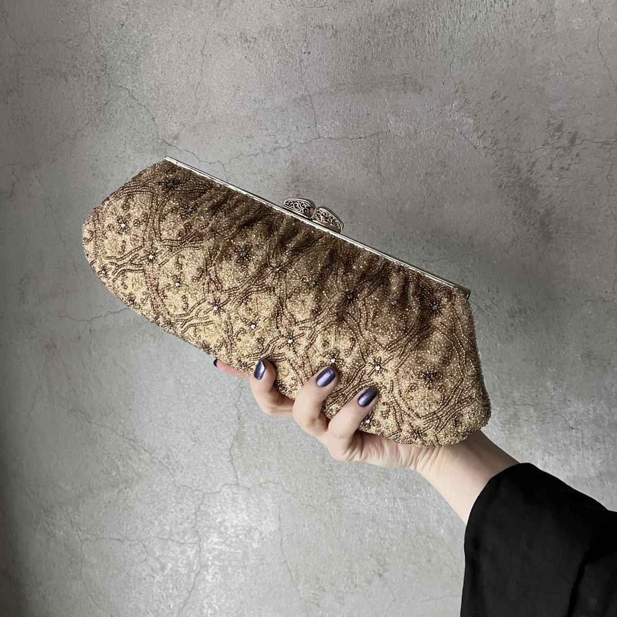 <img class='new_mark_img1' src='https://img.shop-pro.jp/img/new/icons13.gif' style='border:none;display:inline;margin:0px;padding:0px;width:auto;' />ơ ɩ ɥ١ ӡХåVintage Gold Beige Beads Bag