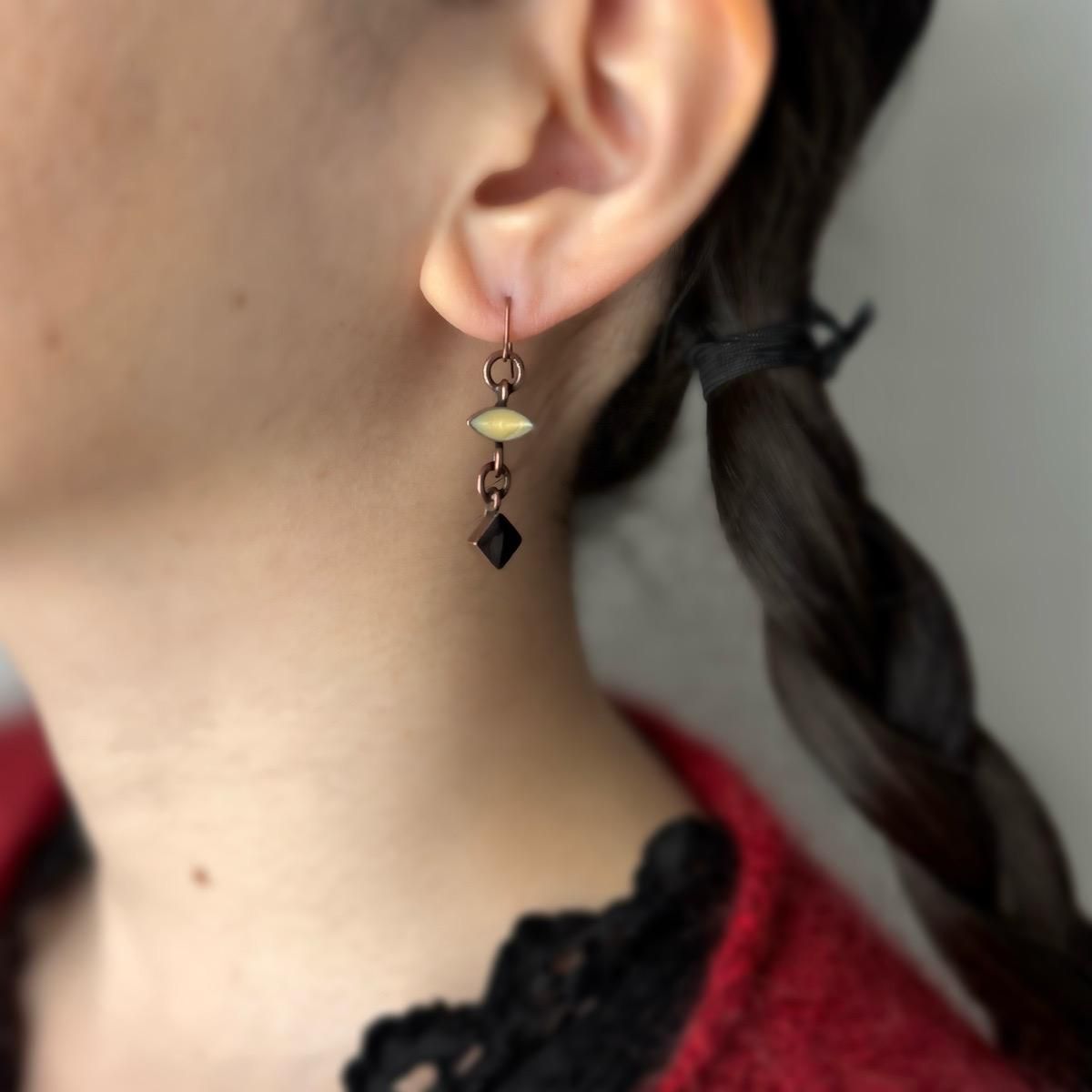 <img class='new_mark_img1' src='https://img.shop-pro.jp/img/new/icons13.gif' style='border:none;display:inline;margin:0px;padding:0px;width:auto;' />1970-80ǯ ᥿ ֥ ʥ ޡߥ ԥMetal Bronze Enamel EarringsDead Stock