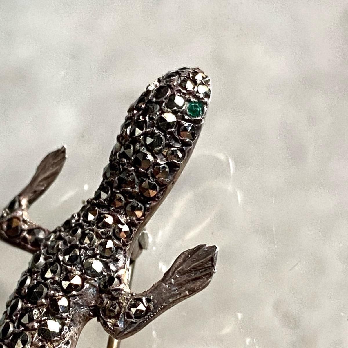 1940年代 シルバー マーカサイト トカゲ ブローチ- JeJe PIANO ONLINE