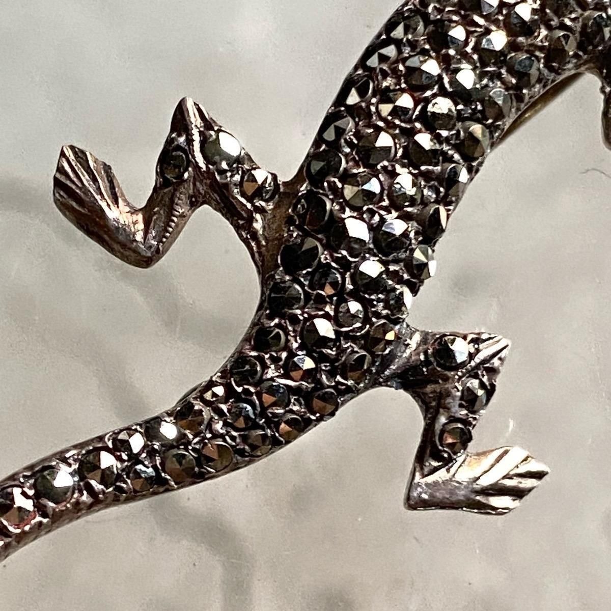 1940年代 シルバー マーカサイト トカゲ ブローチ- JeJe PIANO ONLINE