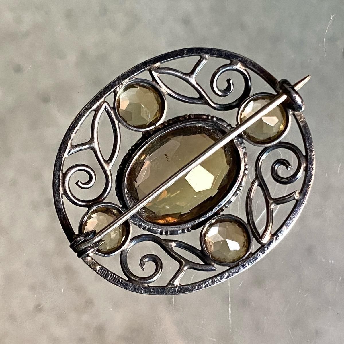 1910-20年代 シルバー シトリン ボタニカル ブローチ（Silver Citrine