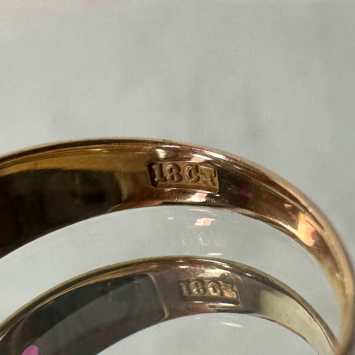 ヴィクトリアン 18金 ルビー ダイヤモンド ジプシーリング（Victorian