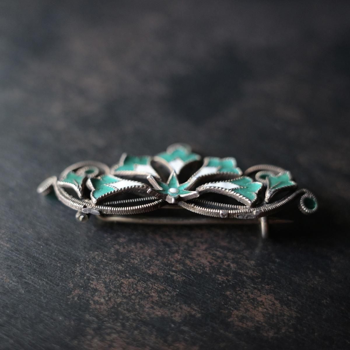 1900年代 シルバー プリカジュール エナメル ブローチ（1900's Silver