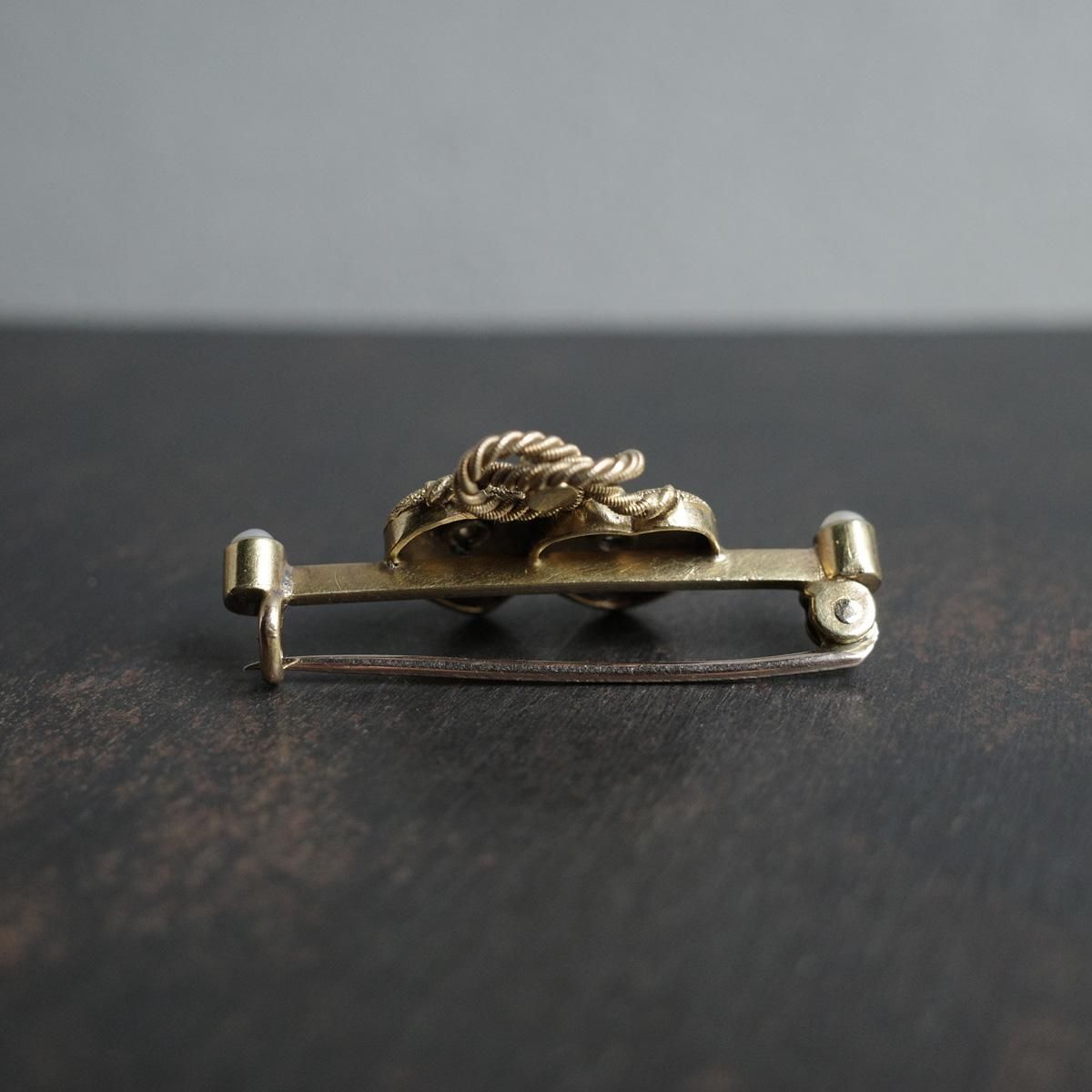 18K サファイア ダイヤモンド ダブルハート ブローチ（Victorian 18K