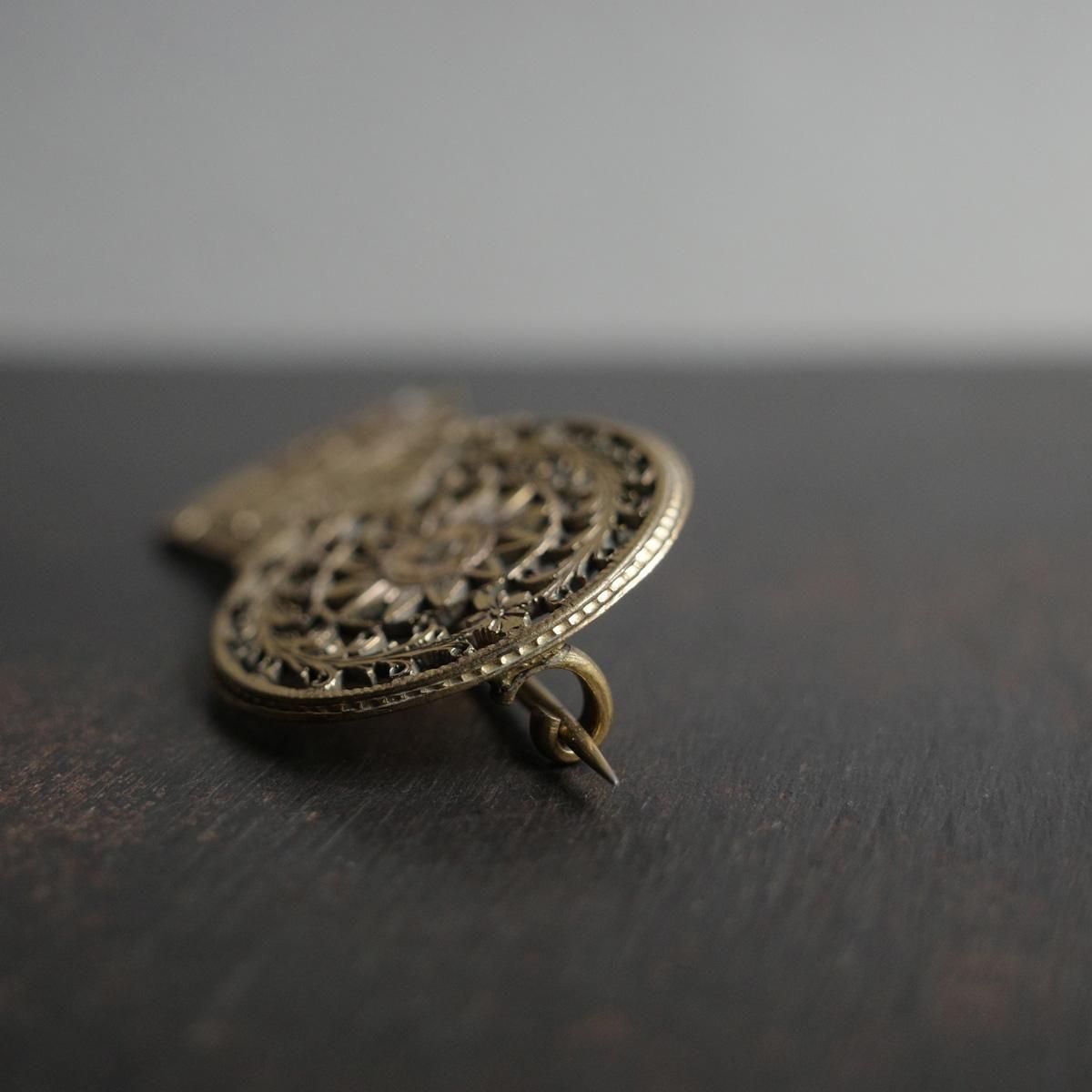 ヴィクトリアン 真鍮 懐中時計パーツ ブローチ（Victorian Brass Fob