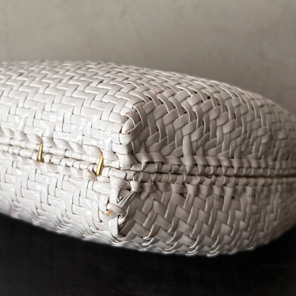 ヴィンテージ 籐 ハンドバッグ ホワイトペイント （Vintage Rattan