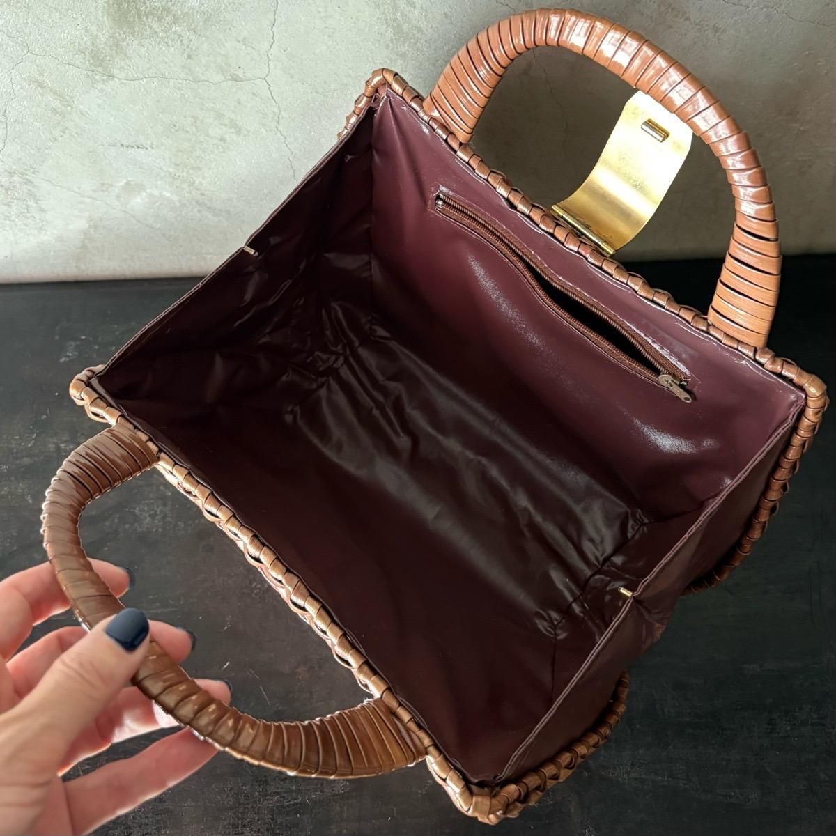 ヴィンテージ 籐 ハンドバッグ ブラウン （Vintage Rattan Hand Bag