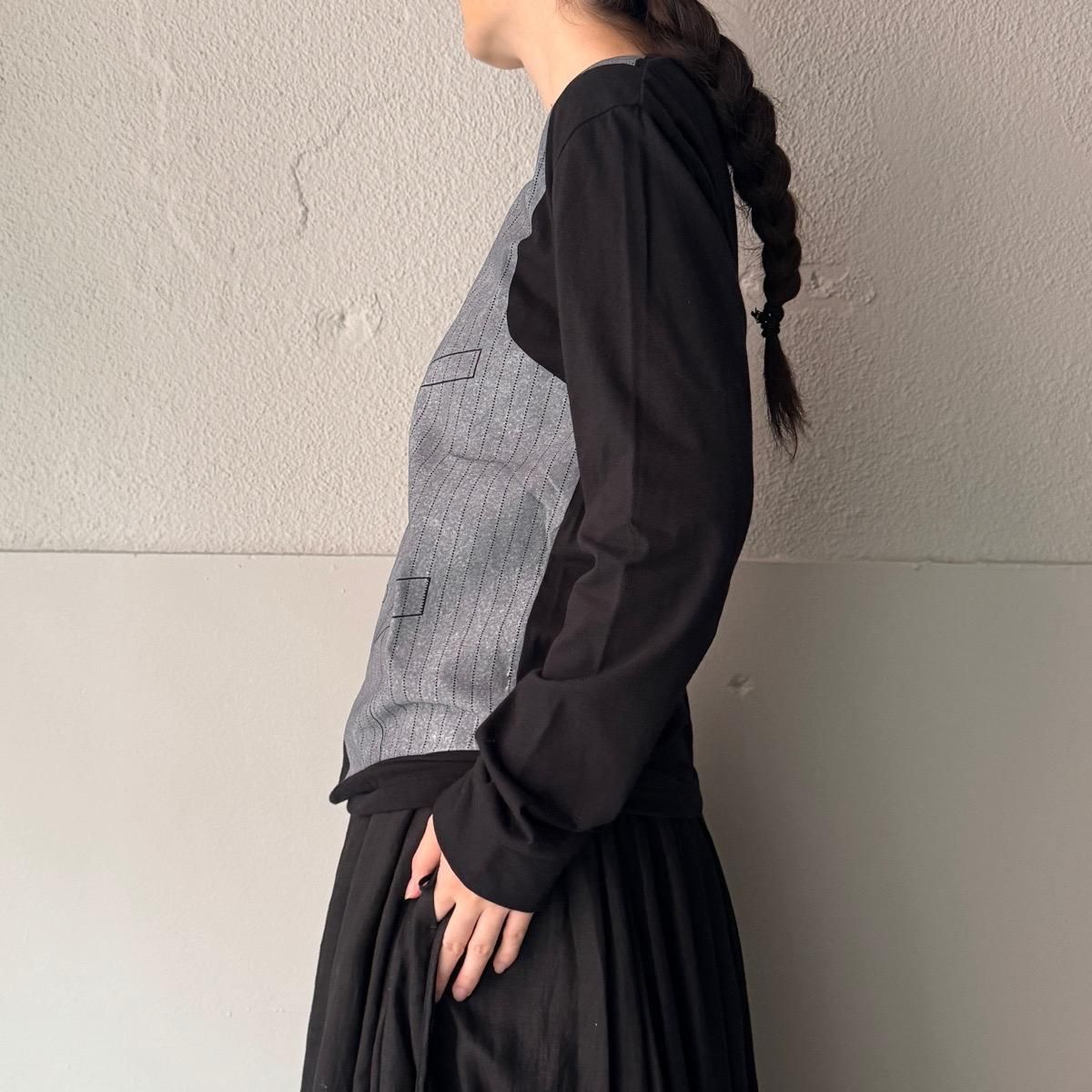 <img class='new_mark_img1' src='https://img.shop-pro.jp/img/new/icons38.gif' style='border:none;display:inline;margin:0px;padding:0px;width:auto;' />30OFF Trompe-l'oeil Gilet T-shirt / Black (ޤ / ȥץ륤  T)