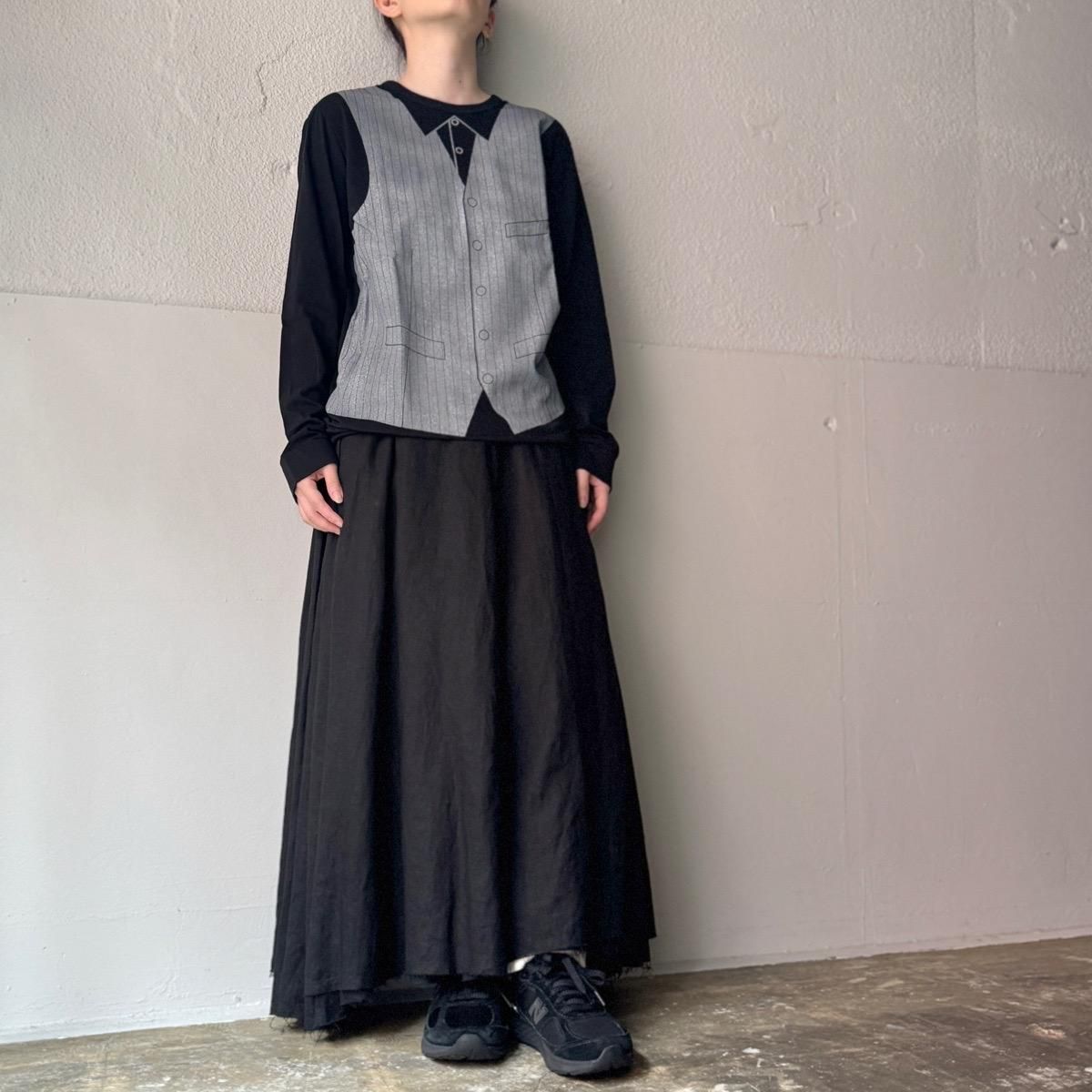 <img class='new_mark_img1' src='https://img.shop-pro.jp/img/new/icons38.gif' style='border:none;display:inline;margin:0px;padding:0px;width:auto;' />30OFF Trompe-l'oeil Gilet T-shirt / Black (ޤ / ȥץ륤  T)