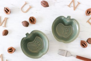 銅緑釉　パッチワークのりんご小鉢 陶器 よしざわ窯